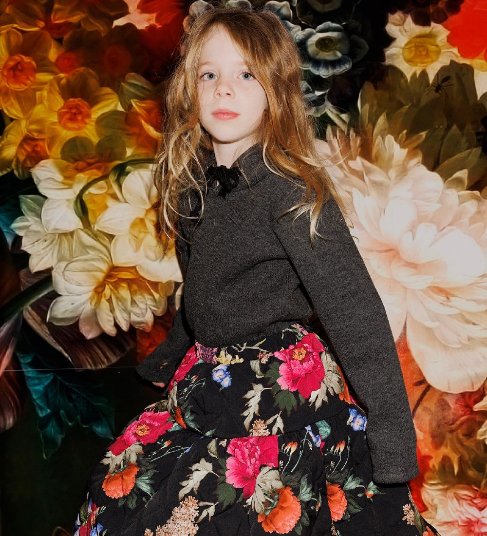 Christina Rohde Skirt - Black w. Flowers