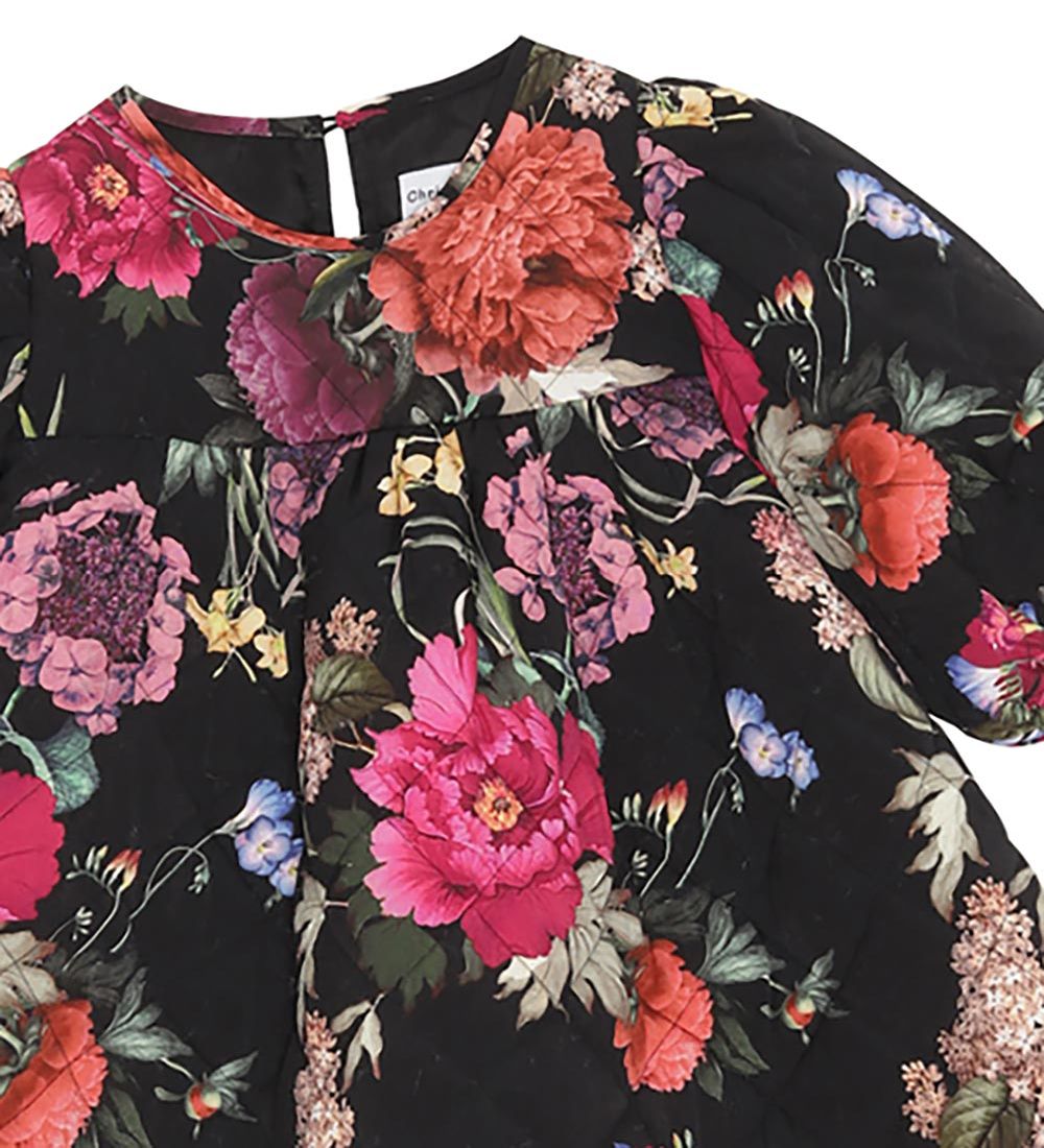 Christina Rohde Dress - Black w. Flowers