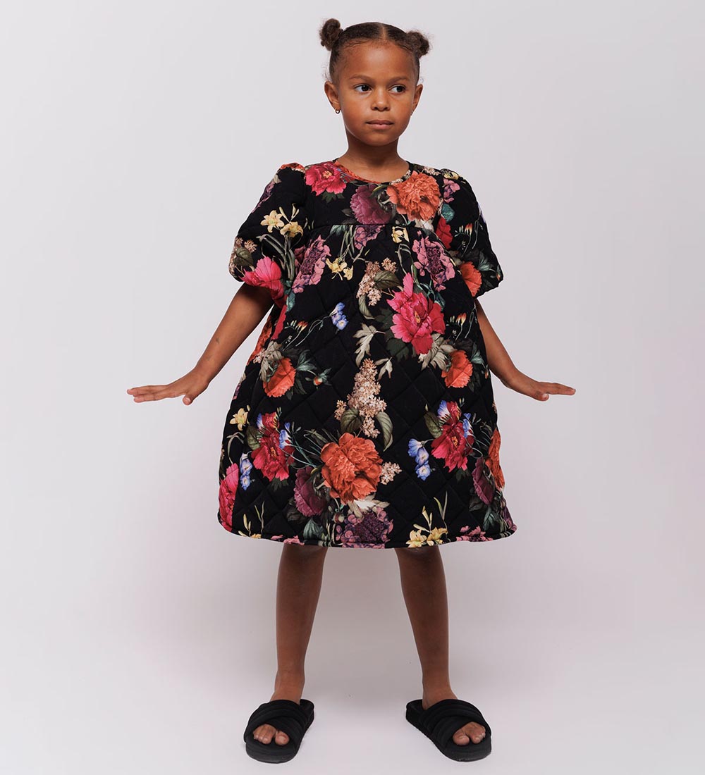 Christina Rohde Dress - Black w. Flowers