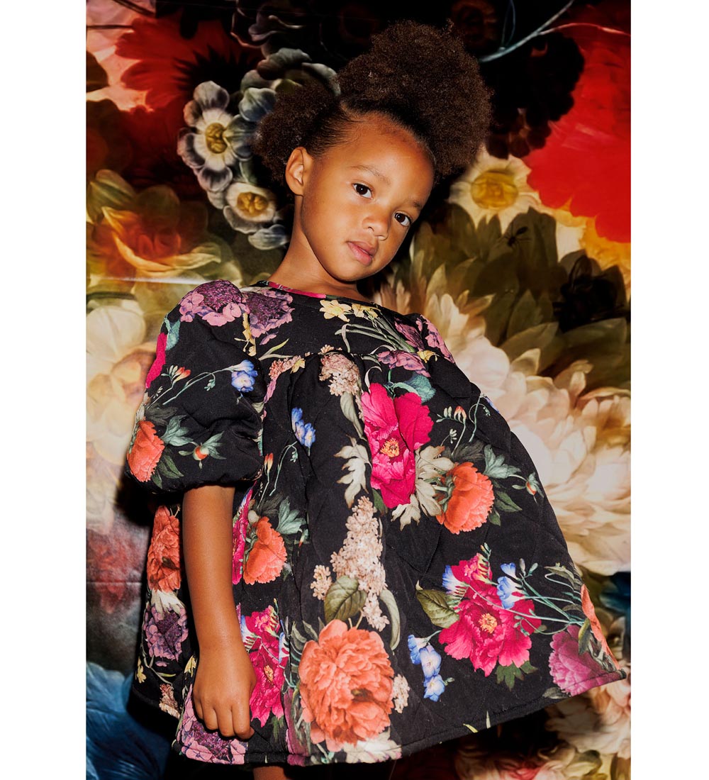 Christina Rohde Dress - Black w. Flowers