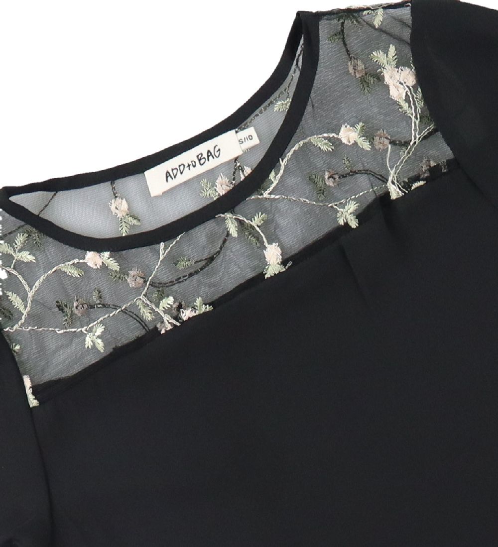 Add to Bag T-shirt - Black with. Flowers