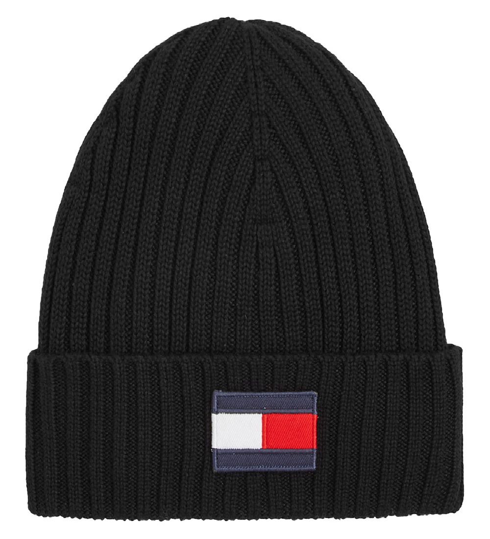 Tommy Hilfiger Beanie - Knitted - Fleece BIG Flag - Black