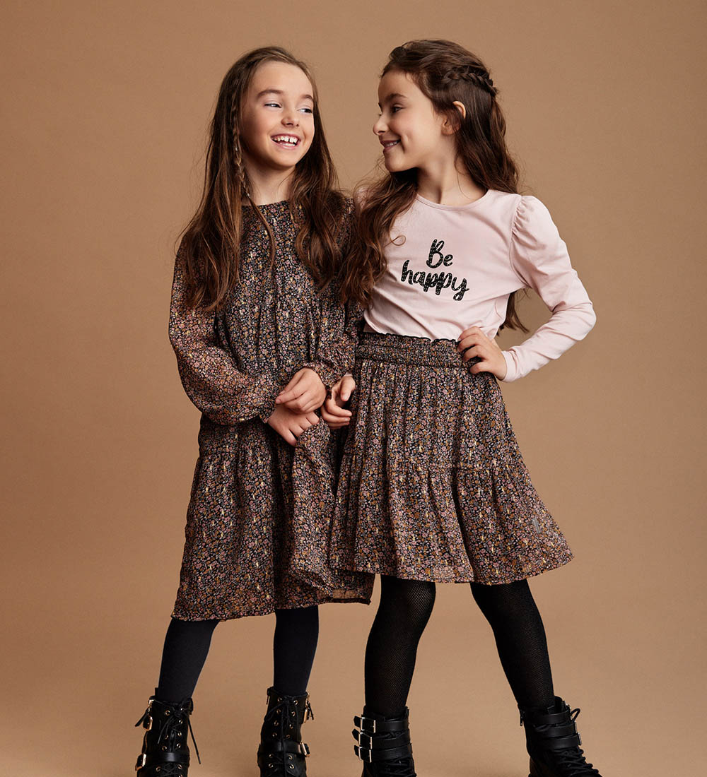 Creamie Dress - Black w. Small Flowers