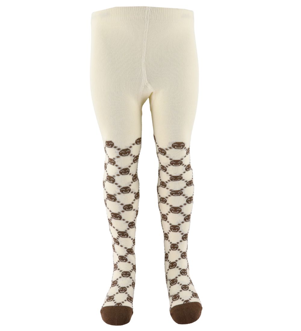 Minymo Tights - 2-Pack - Cocoa Brown w. Pattern