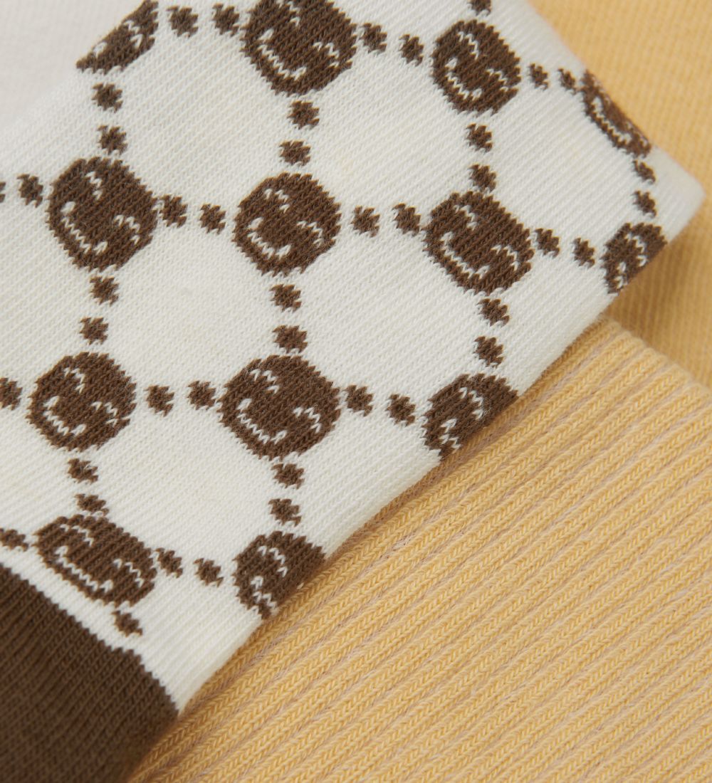 Minymo Tights - 2-Pack - Cocoa Brown w. Pattern
