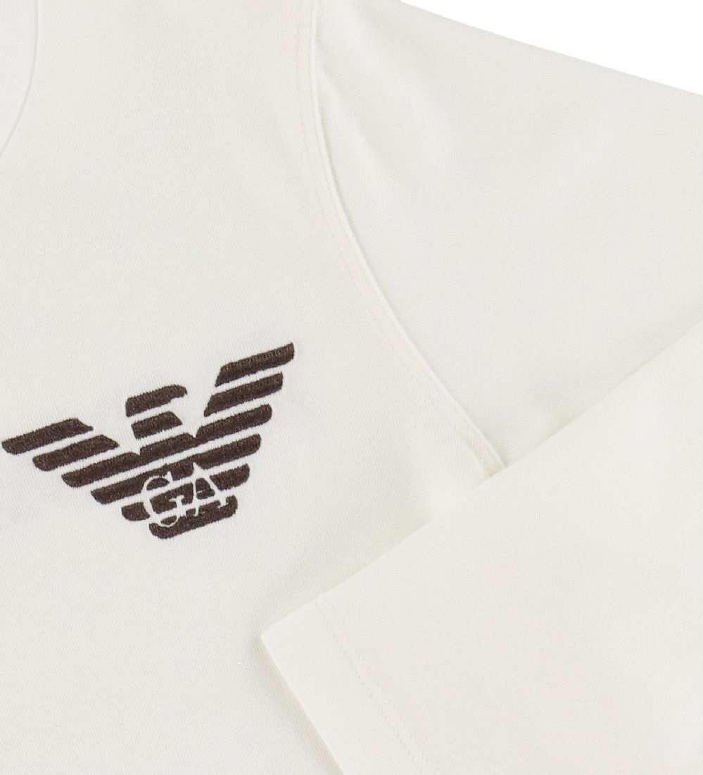 Emporio Armani Blouse - White/Brown w. Logo