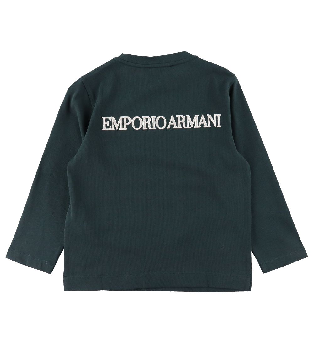 Emporio Armani Blouse - Donkergroen/Wit m. Logo