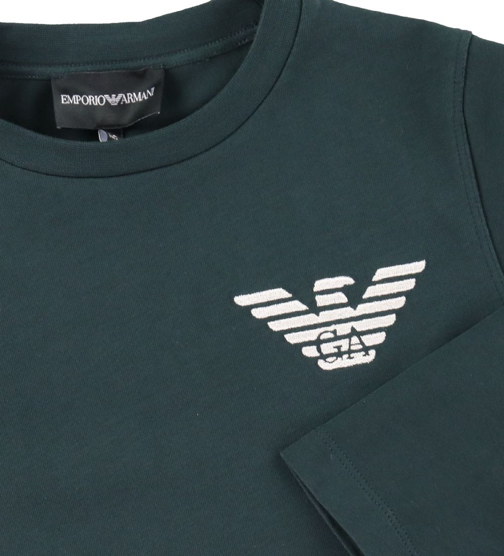 Emporio Armani Blouse - Donkergroen/Wit m. Logo