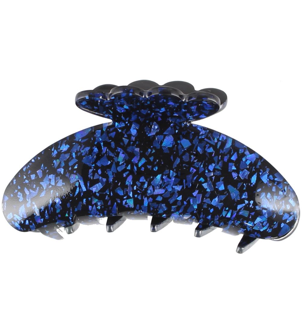 By Str Hair clip - Asta - 10x5 cm - Black With Blue Glitter