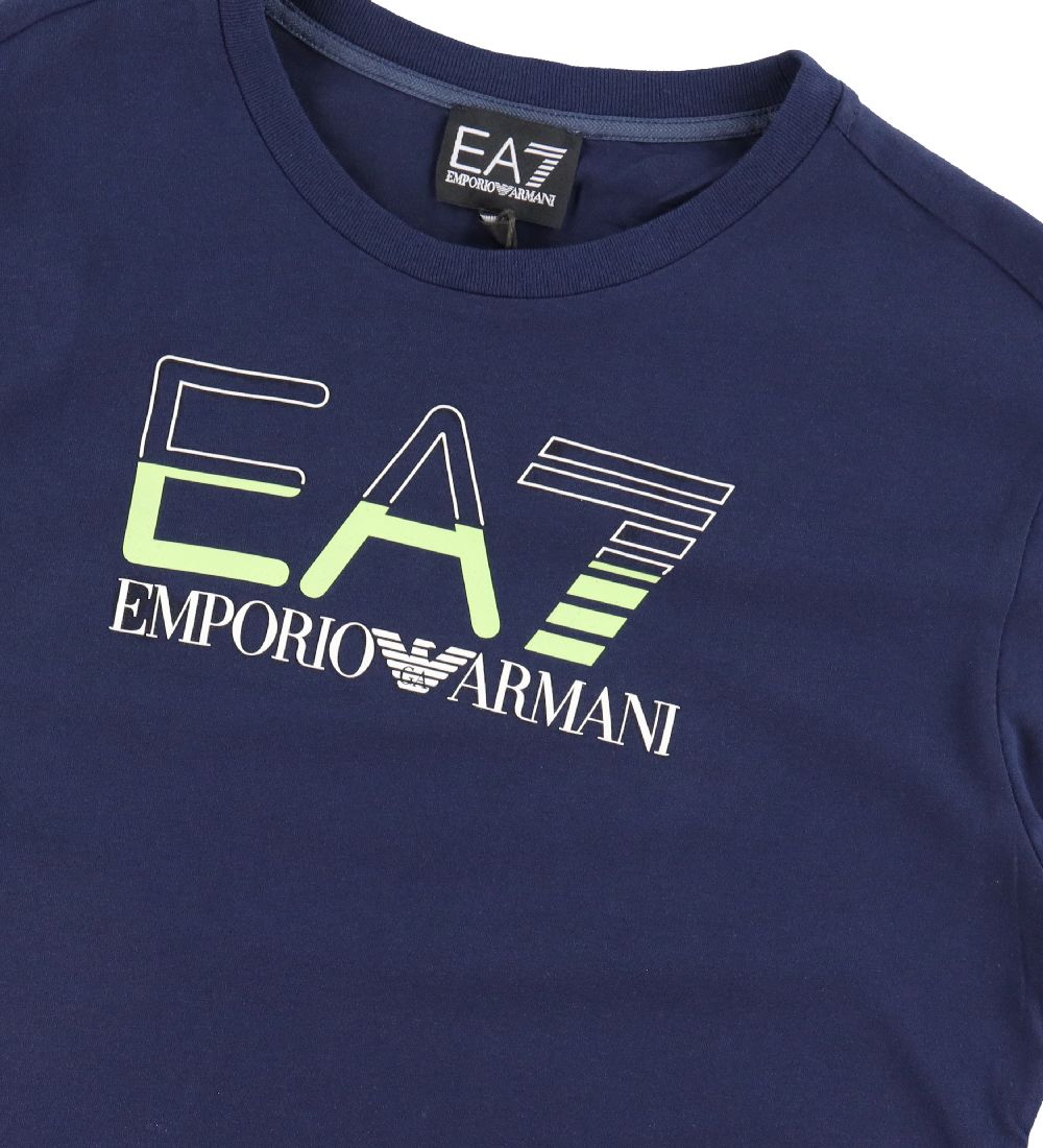 EA7 T-shirt - Navy w. Lime