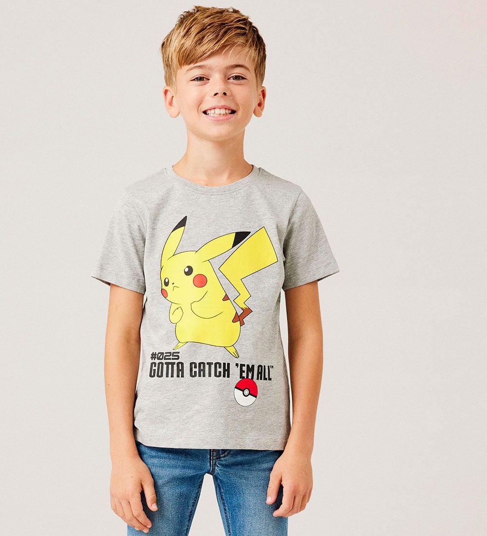 Name It T-shirt - Noos - NkmNikhil Pokemon - Grey Melange