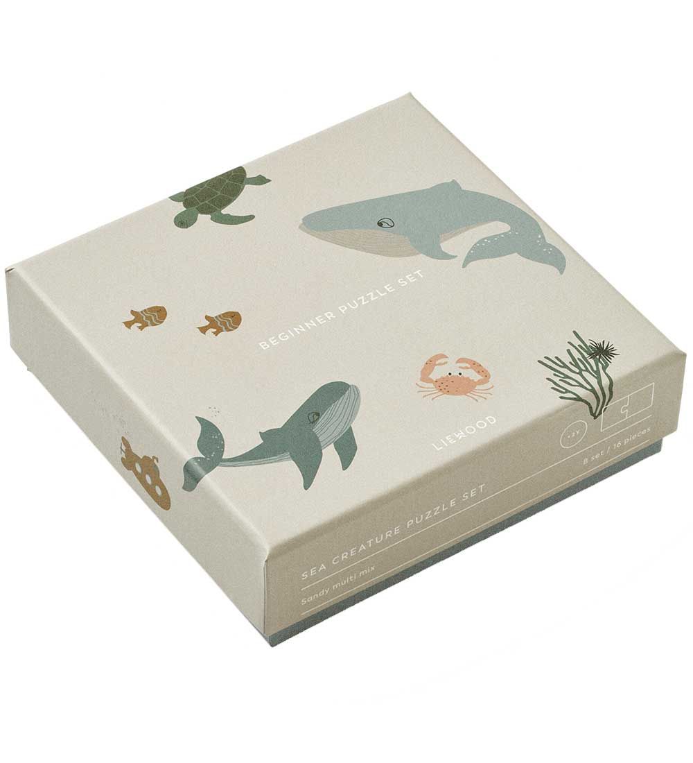 Liewood Puzzle Game - 16 Bricks - Brett - Sea Creature/Sandy