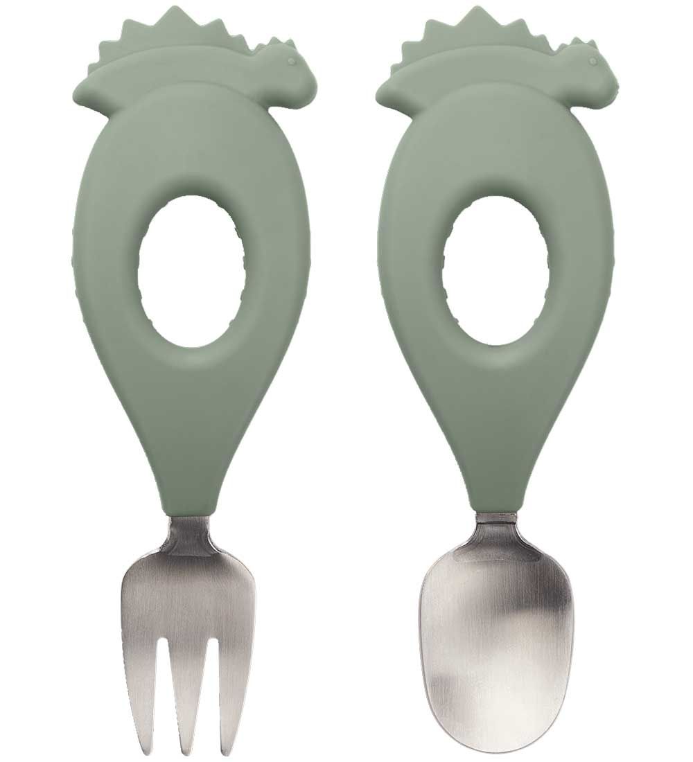 Liewood Baby cutlery set - Stanley - Dino/Faune Green