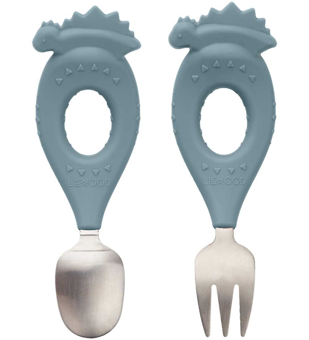 Liewood Baby cutlery set - Stanley - Dino/Whale Blue