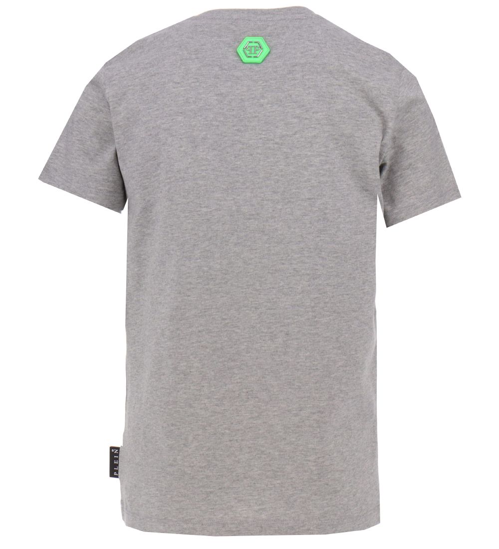 Philipp Plein T-Shirt - Grijs Gevlekt m. Skelethoofd