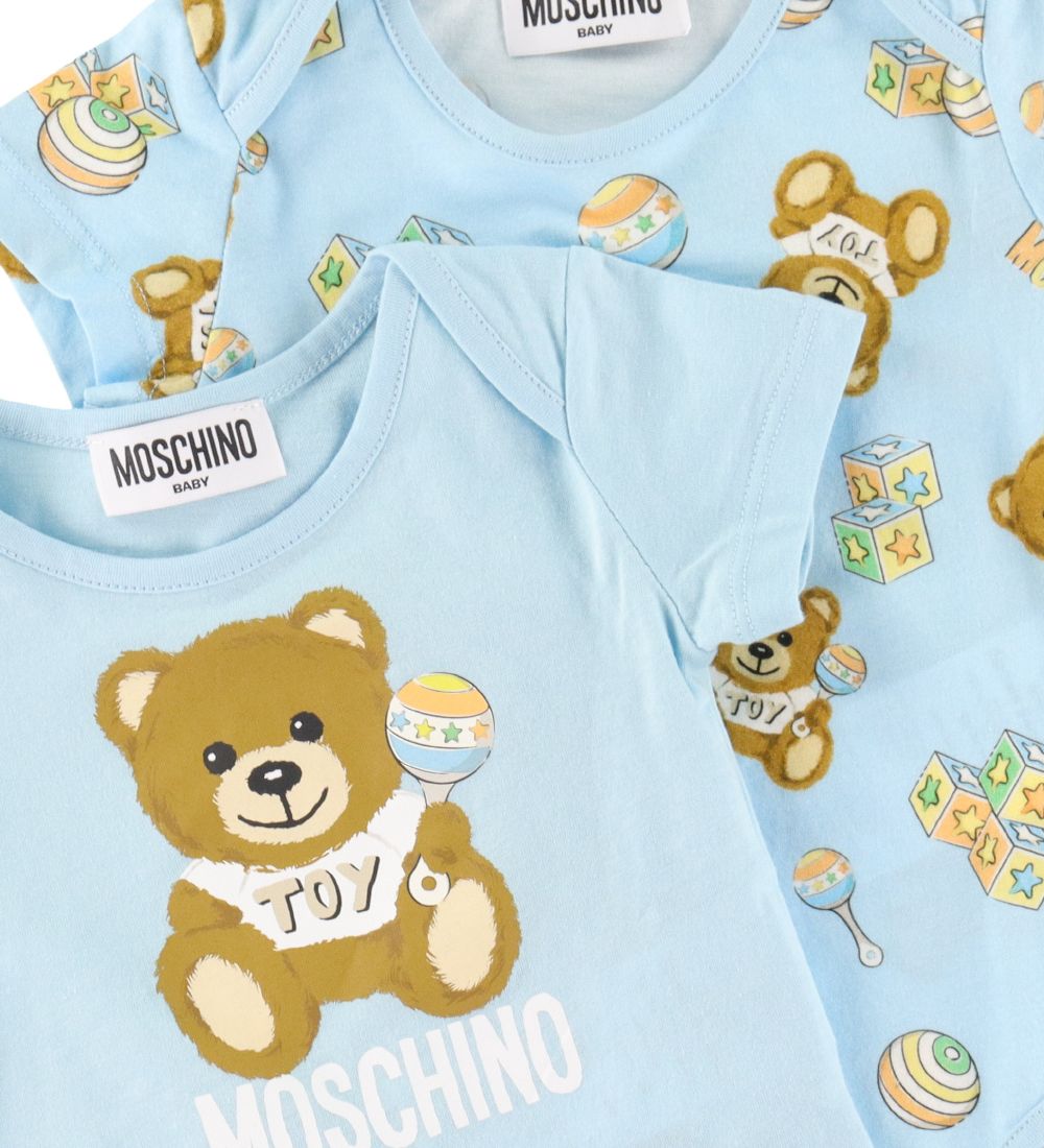Moschino Bodysuits k/æ - 2 -pack - Light blue w. Print