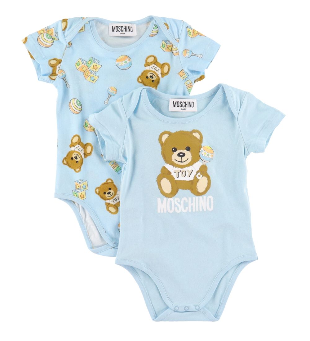Moschino Bodysuits k/æ - 2 -pack - Light blue w. Print