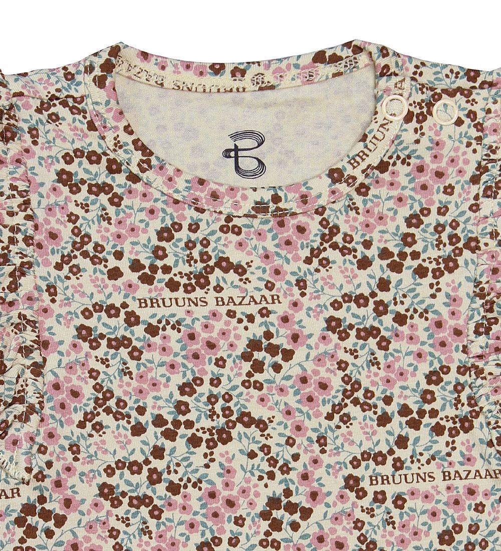 Bruuns Bazaar Romper l/s - Martine - Beige m. Bloemen