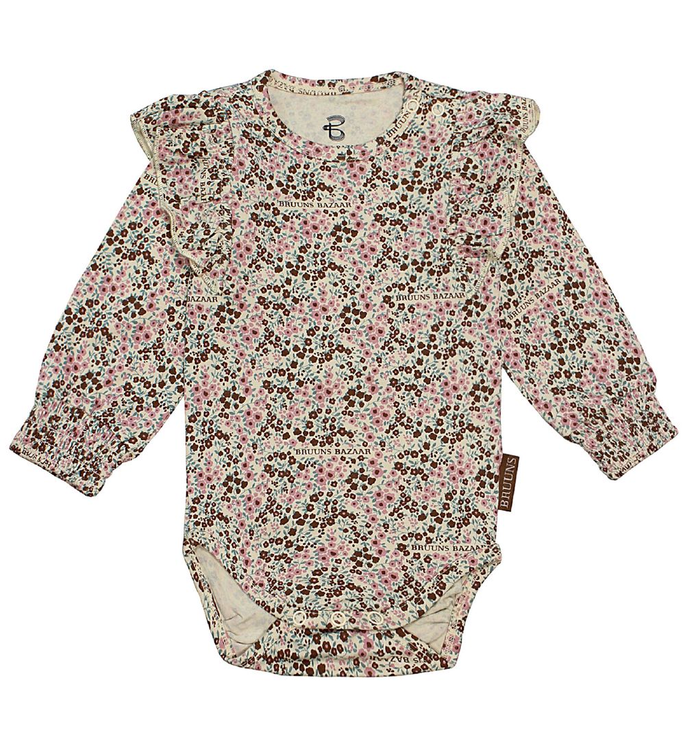 Bruuns Bazaar Romper l/s - Martine - Beige m. Bloemen