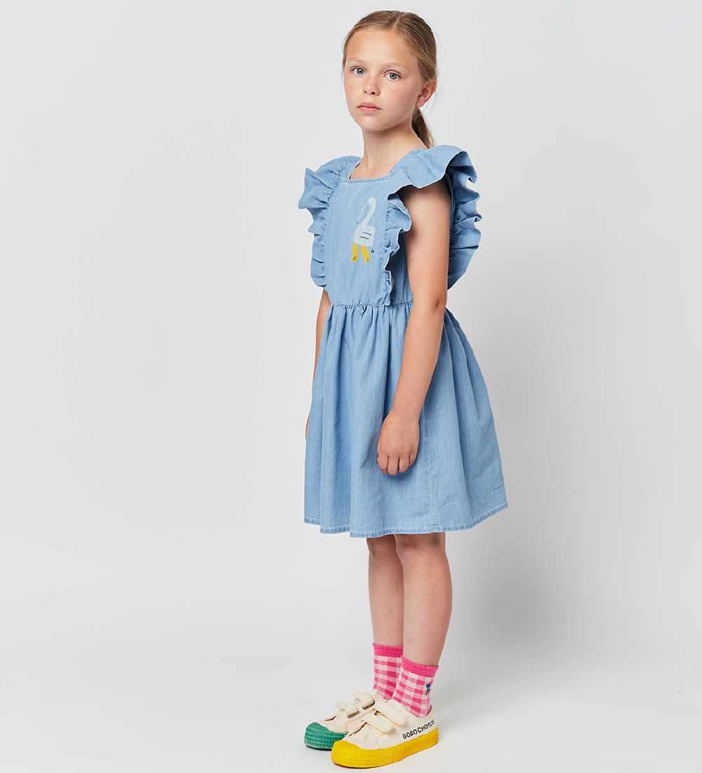 Bobo Choses Dress - Pelican Denim Ruffle - Blue