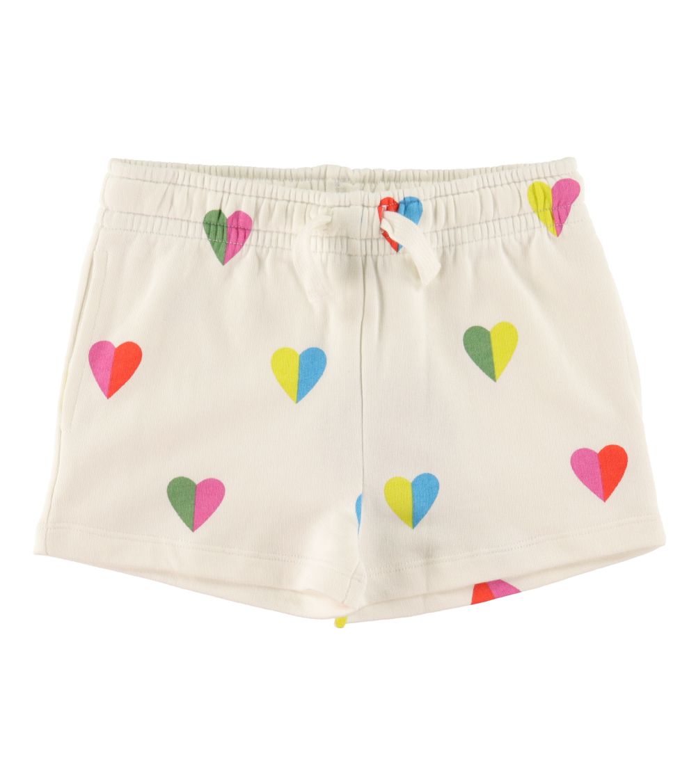 Stella McCartney Kids Sweatshorts - Vit m. Hjärtan