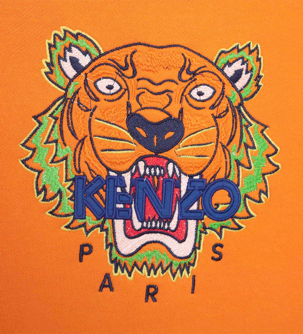 Kenzo Hoodie w. Zipper - Orange w. Logo