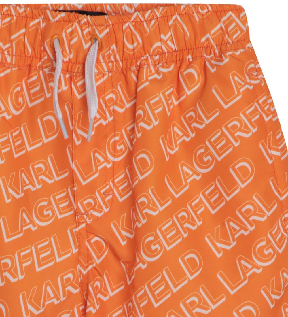 Karl Lagerfeld Swim Shorts - Orange w. White