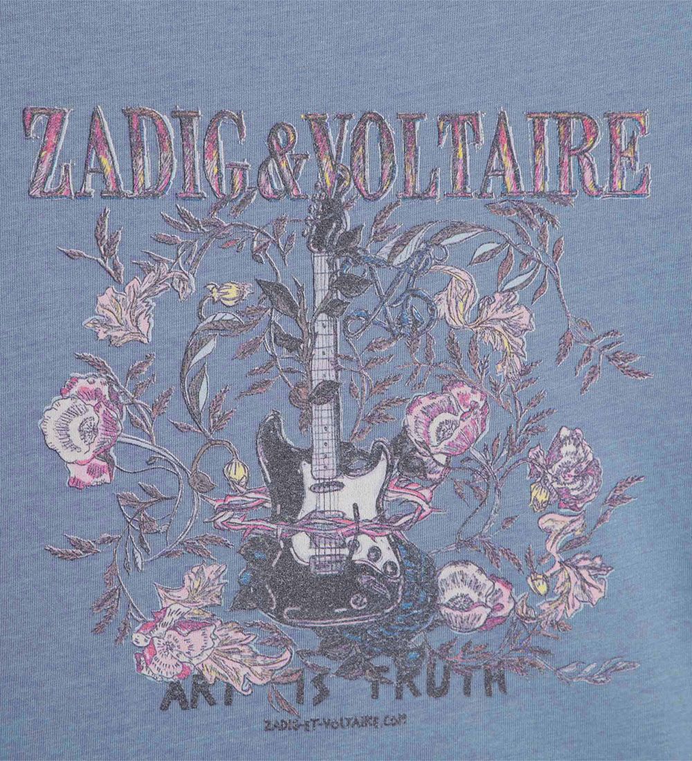 Zadig & Voltaire T-shirt - Dusty Navy w. Guitar