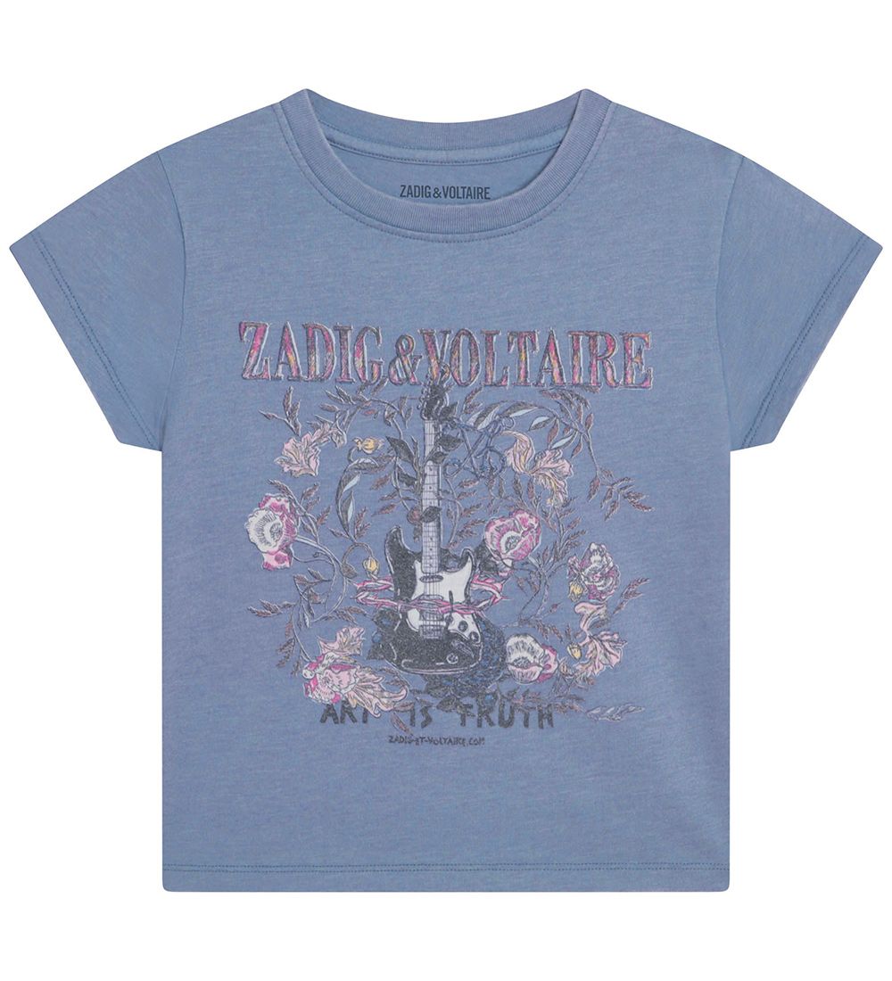 Zadig & Voltaire T-shirt - Dusty Navy w. Guitar