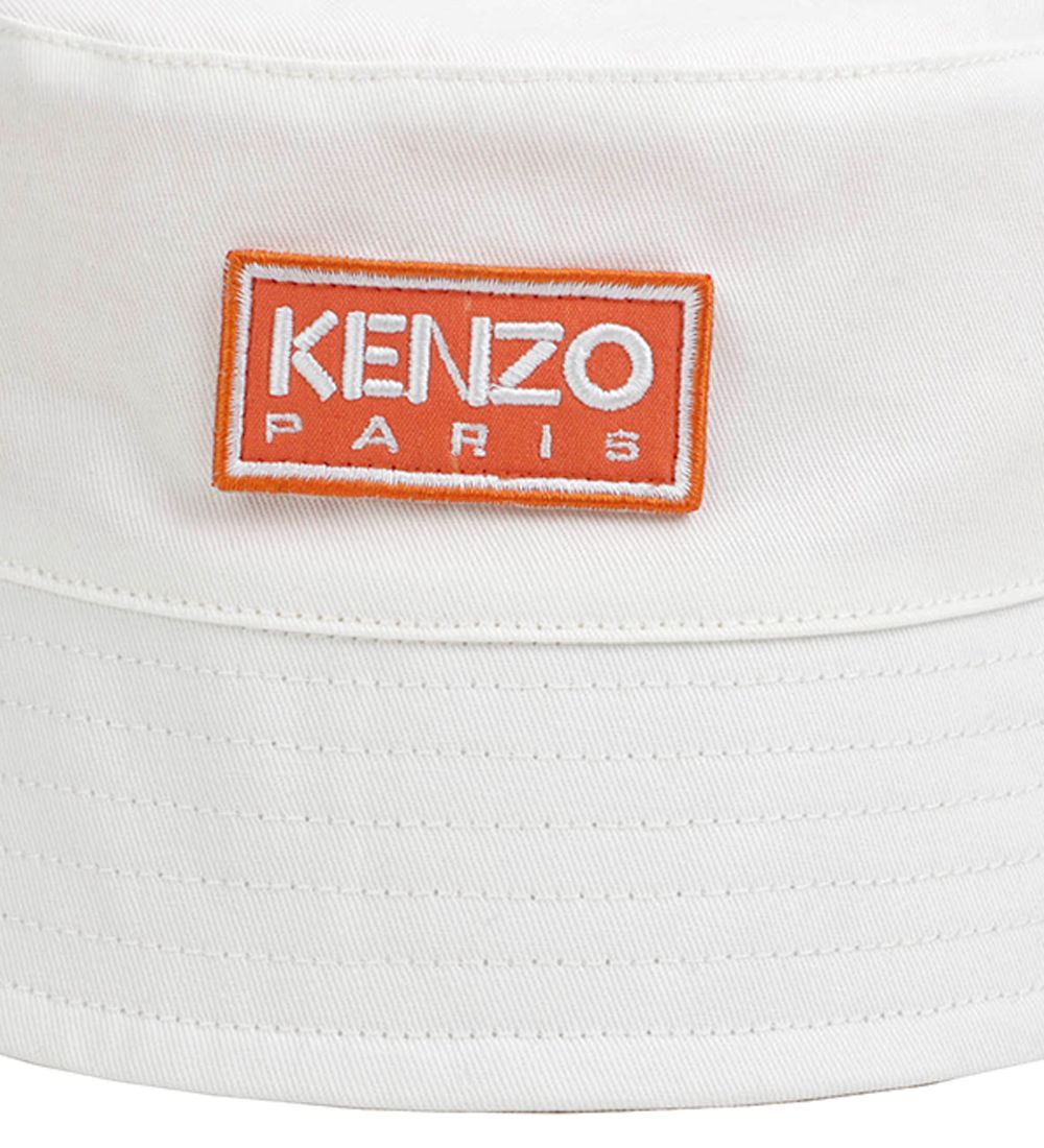 Kenzo Bucket Hat - White w. Orange