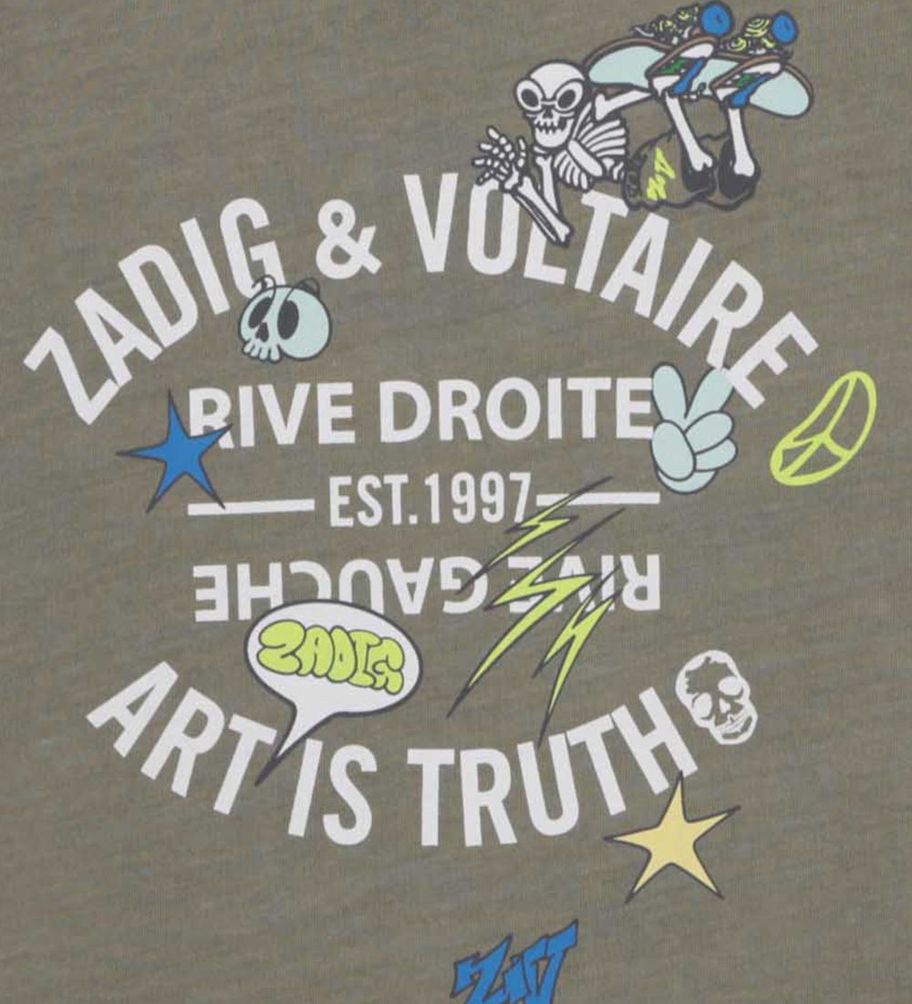 Zadig & Voltaire T-shirt - Kaki Clair w. Print