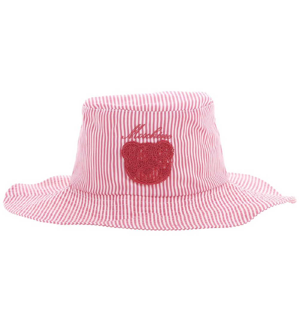Moschino Bucket Hat - Pink/White Striped w. Logo