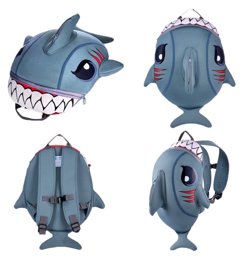 Crazy Safety Preschool Backpack - Shark - Grey
