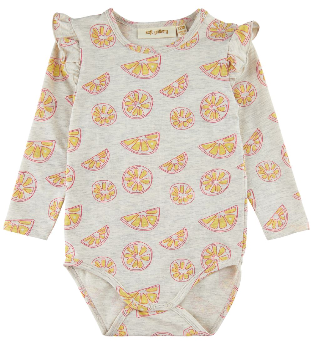 Soft Gallery Bodysuit æ/s - SgFifi - Oranges - Light Grey Melang