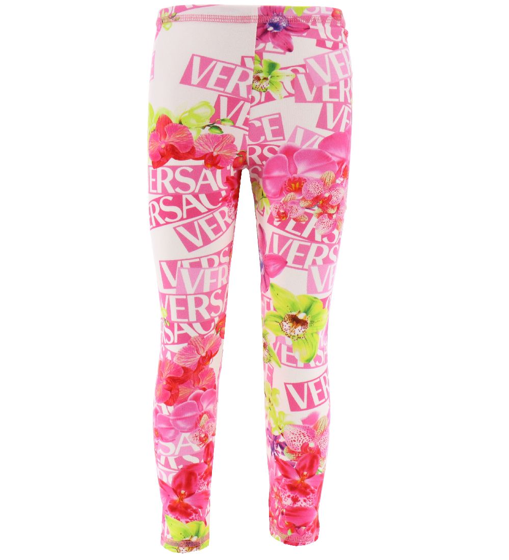 Versace Leggings - Logo Orchid - Vit/Rosablommig