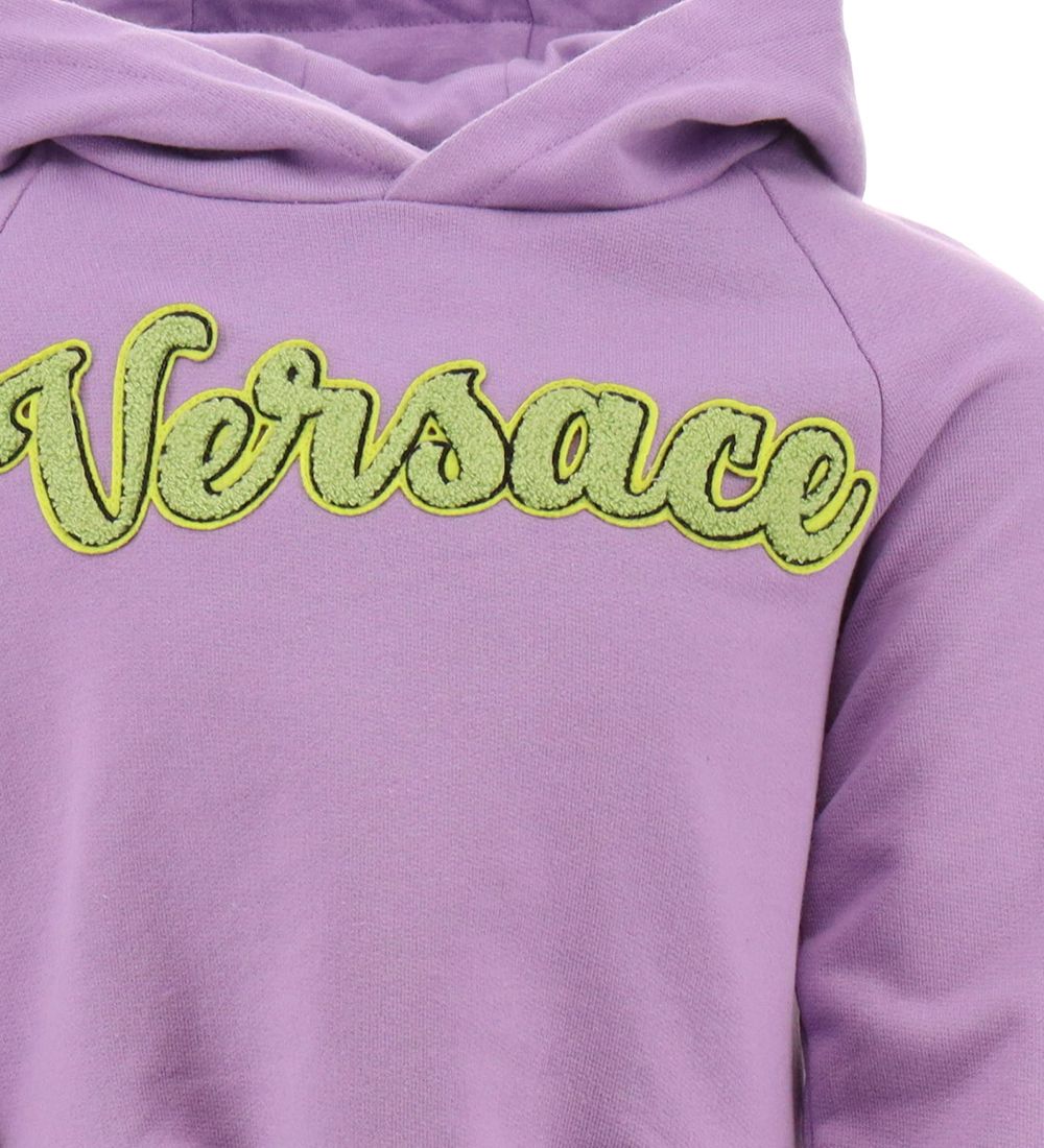 Robe en Molleton av. Capuche Versace - Bébé Violet/Acide Citron