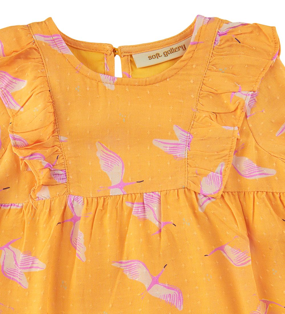 Soft Gallery Dress - SgEleanor - Cranes - Amber Yellow