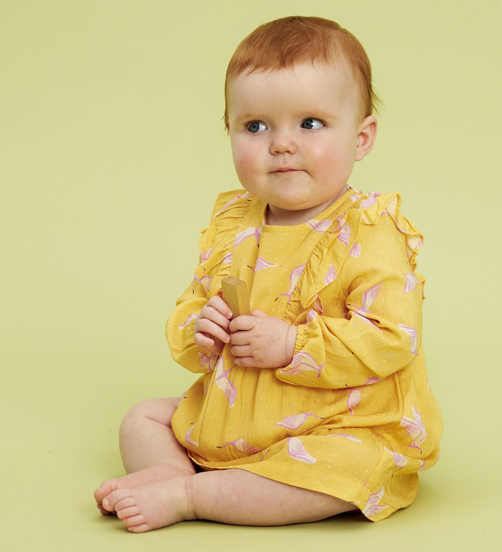 Soft Gallery Dress - SgEleanor - Cranes - Amber Yellow