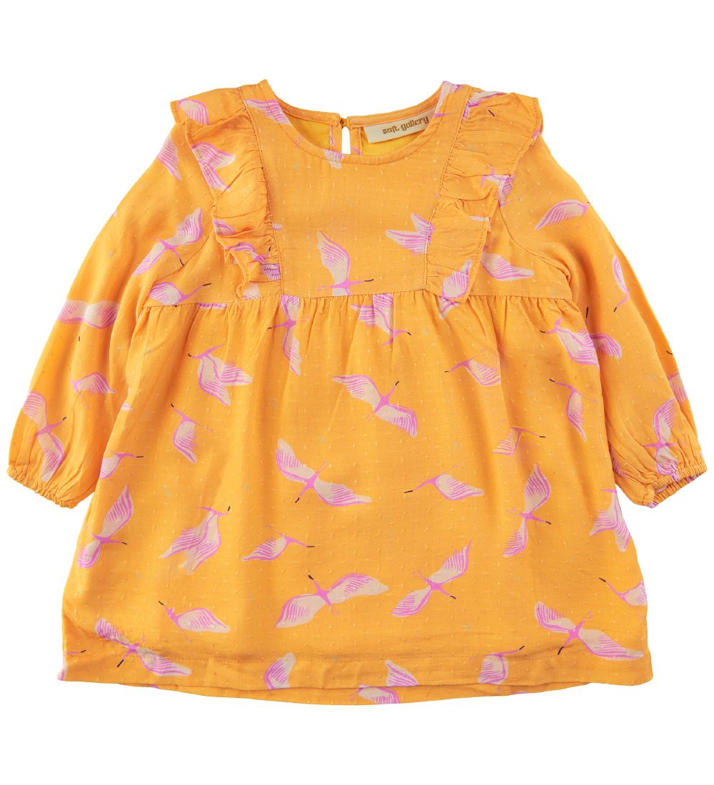 Soft Gallery Dress - SgEleanor - Cranes - Amber Yellow