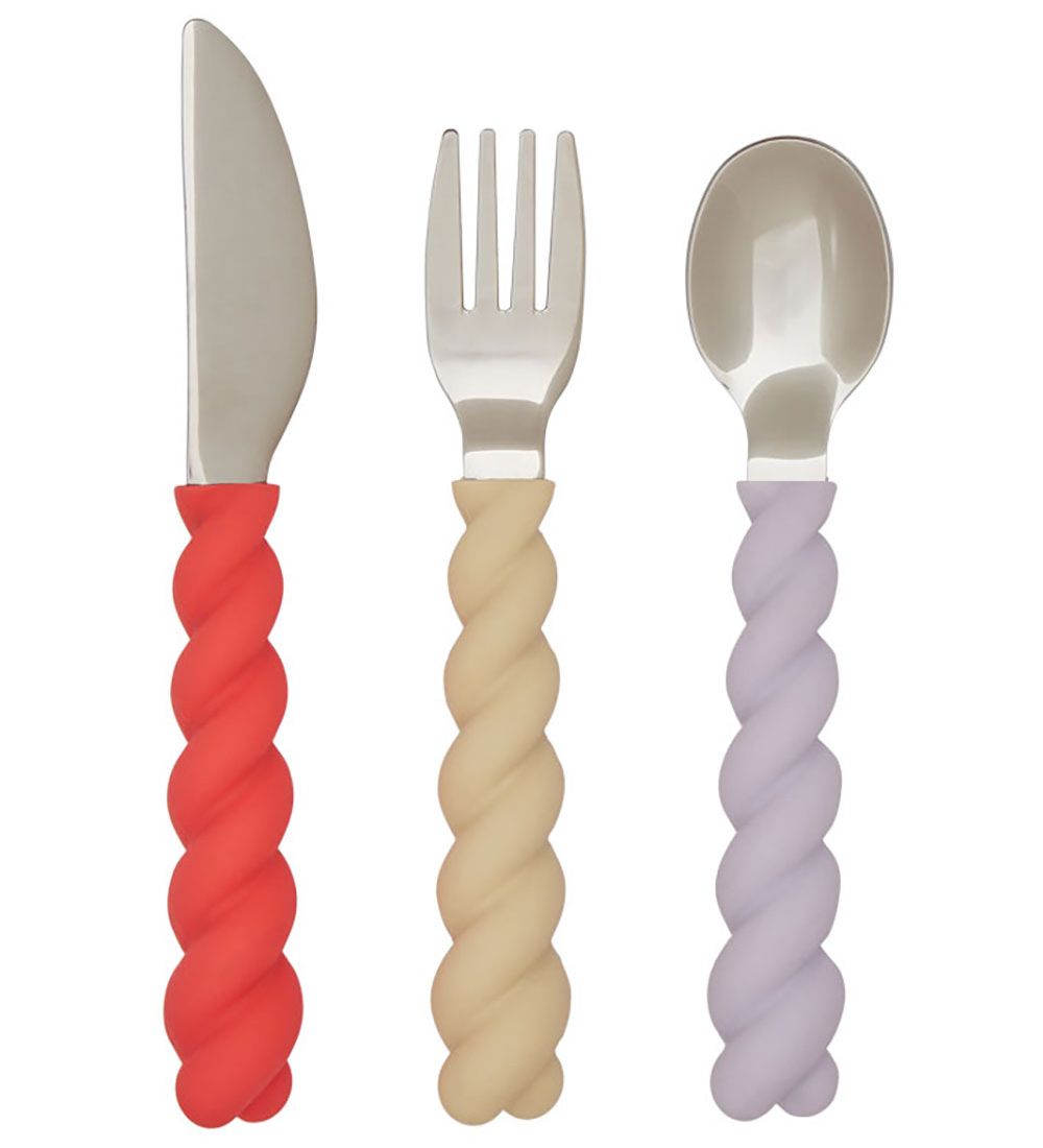 OYOY Cutlery - Silicone - 3 Parts - Mellow Cutlery - Lavender/Va