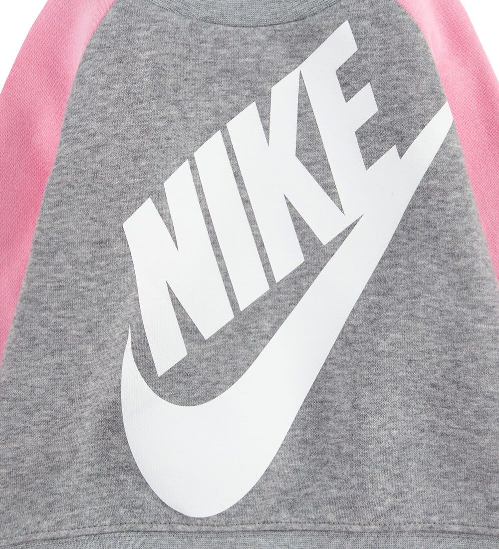 Nike Sweat Set - Sweatshirt/Sweatpants - Dark Grey Heather/Pink