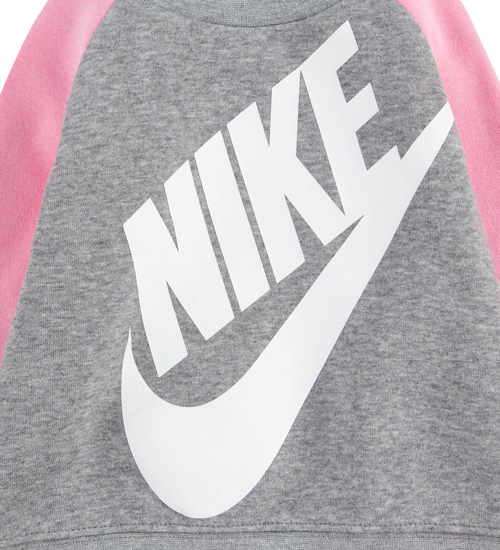 Nike Sweat Set - Sweatshirt/Sweatpants - Dark Grey Heather/Pink