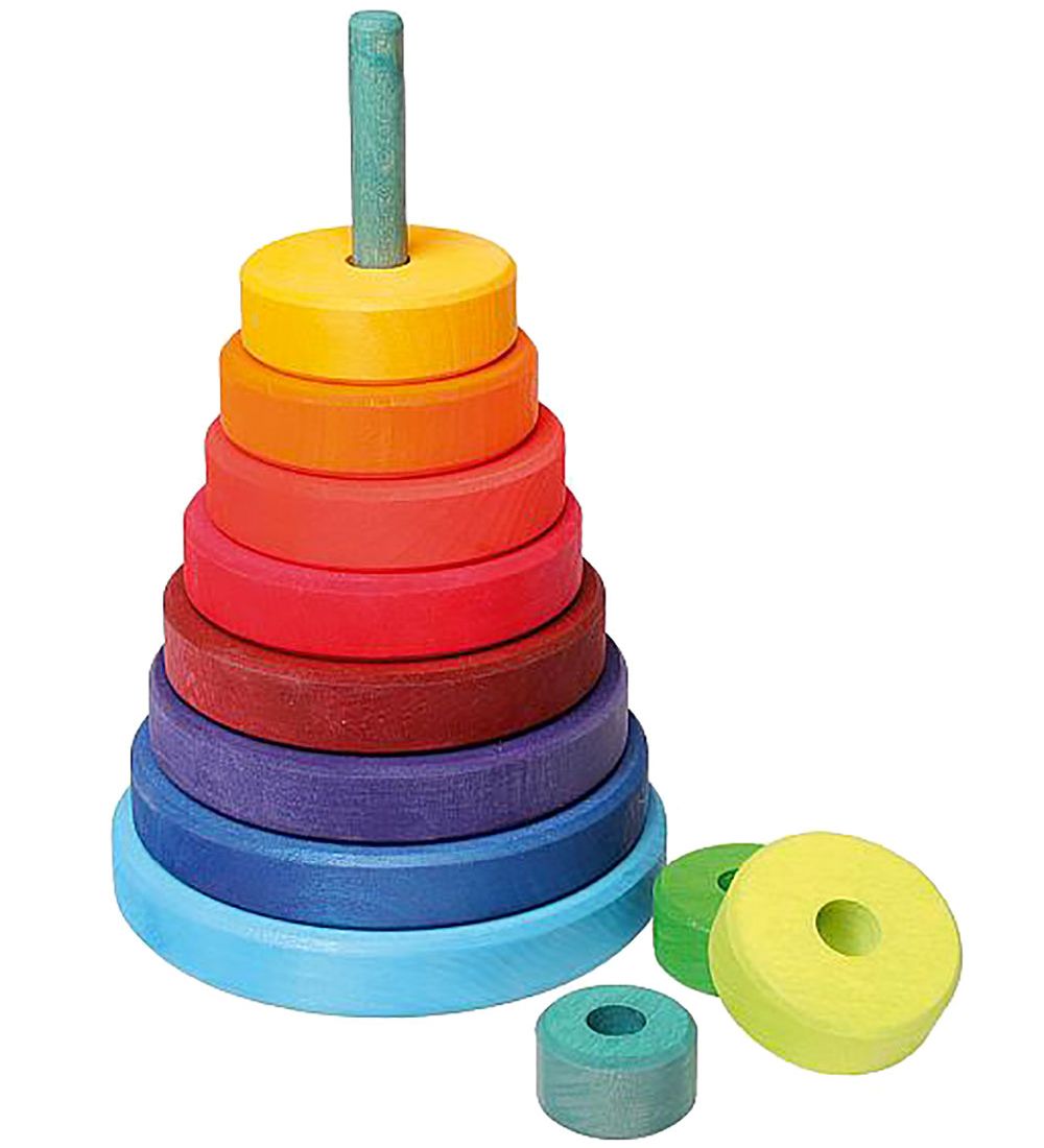 Grimms Wooden Toy - Stacking Tower - 11 Parts - Multicolour