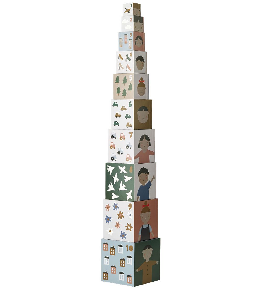 Liewood Stacking Blocks - 10 pcs - Aaren - Vehicles/Downtown Mix
