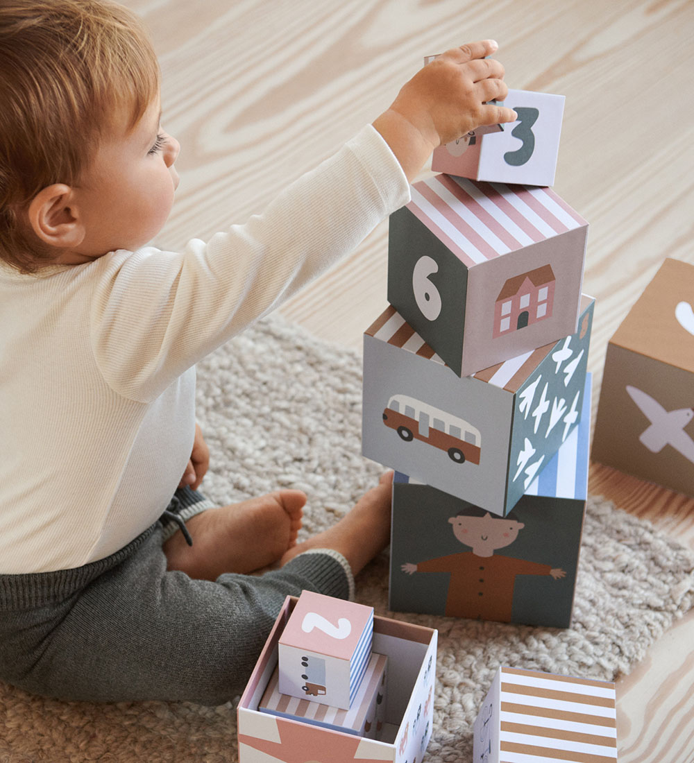 Liewood Stacking Blocks - 10 pcs - Aaren - Vehicles/Downtown Mix