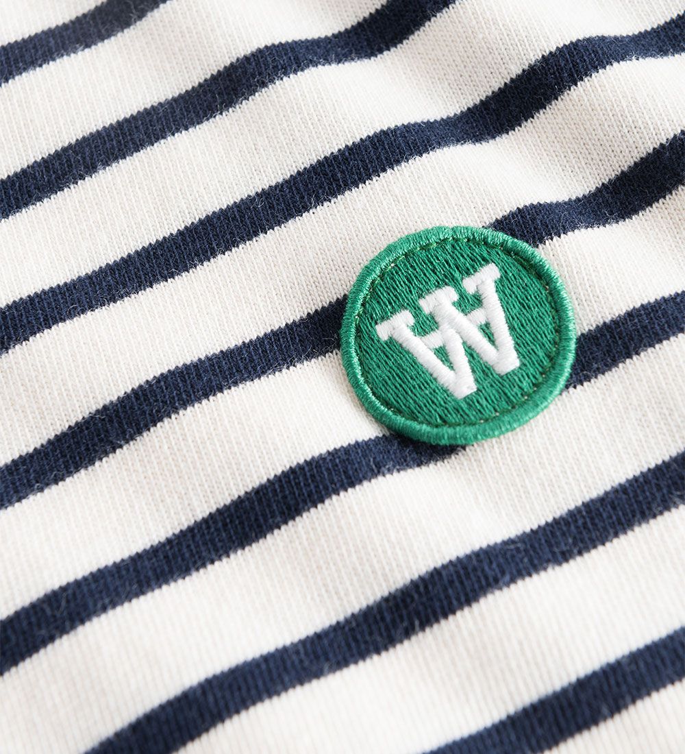 Wood Wood Blússa - Móa - Off-White/Dökkblátt Rönd