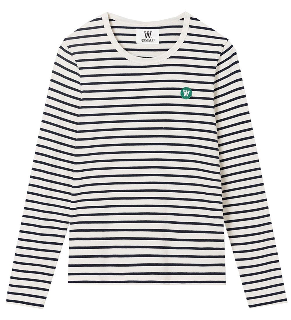 Wood Wood Blússa - Móa - Off-White/Dökkblátt Rönd