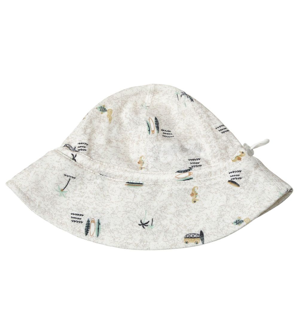 Joha Sun Hat - Wool/Silk - White w. Print