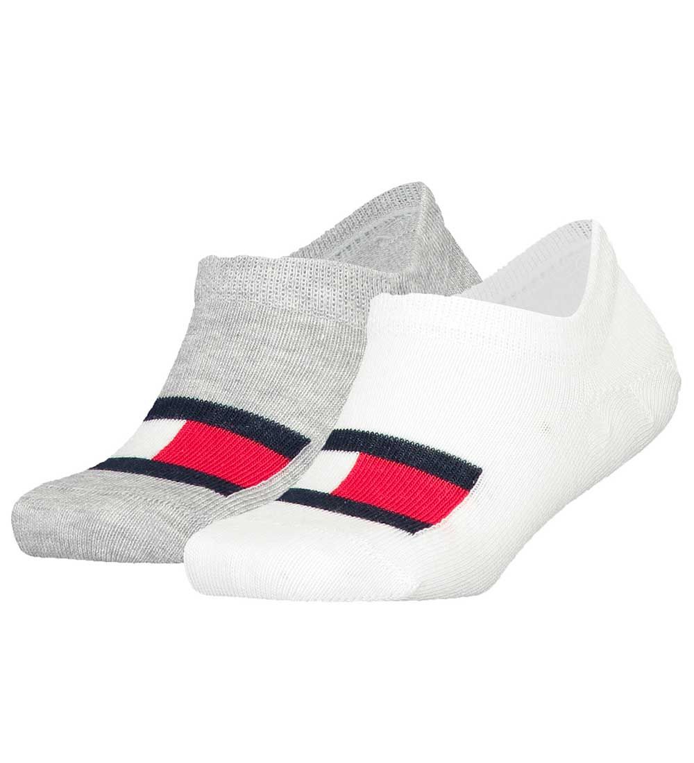 Tommy Hilfiger Strumpor - 2-pack - Footies - Vit/Grå