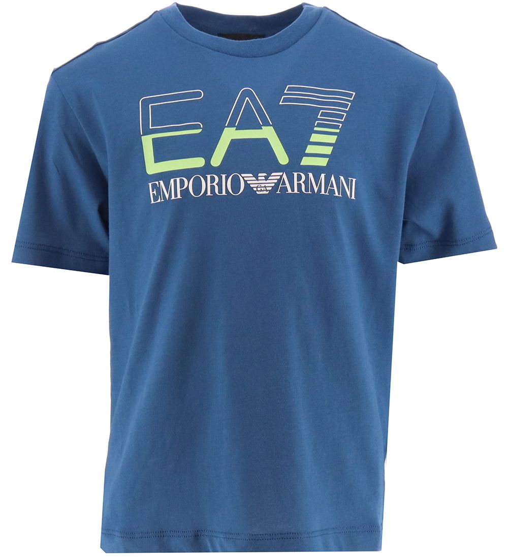 EA7 T-shirt - Dark Blue w. Lime